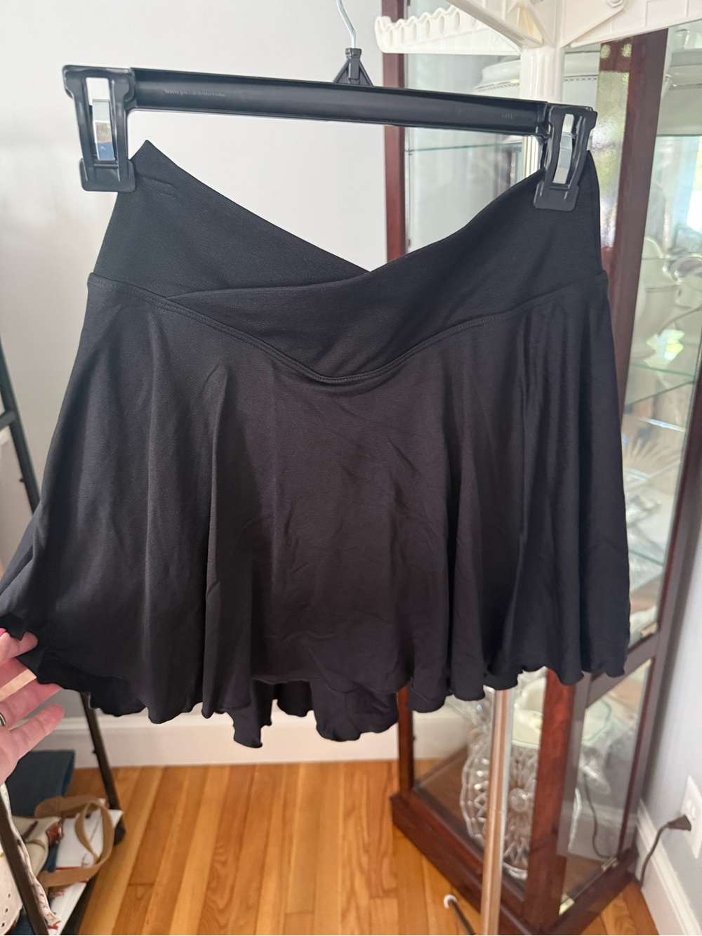 Black Mini Skort with Crossover Waist